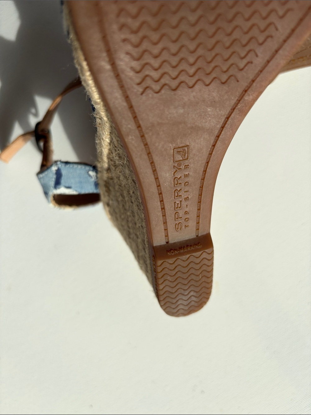 Sperry Blue Floral & Striped Espadrille Wedge Sandals 8.5 - Picture 8 of 8
